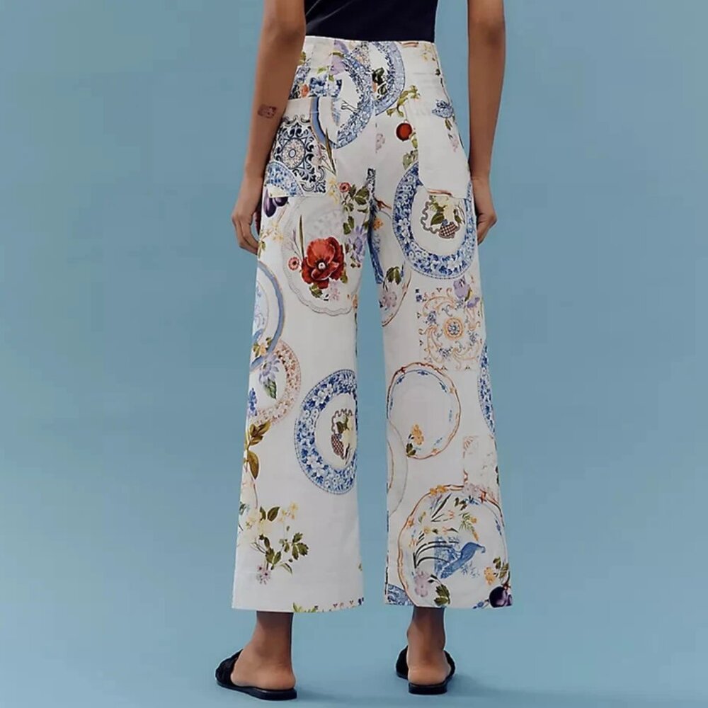 Anthropologie Maeve The Colette Cropped Wide-Leg Trousers Magic Fabric Edition - Picture 2 of 13